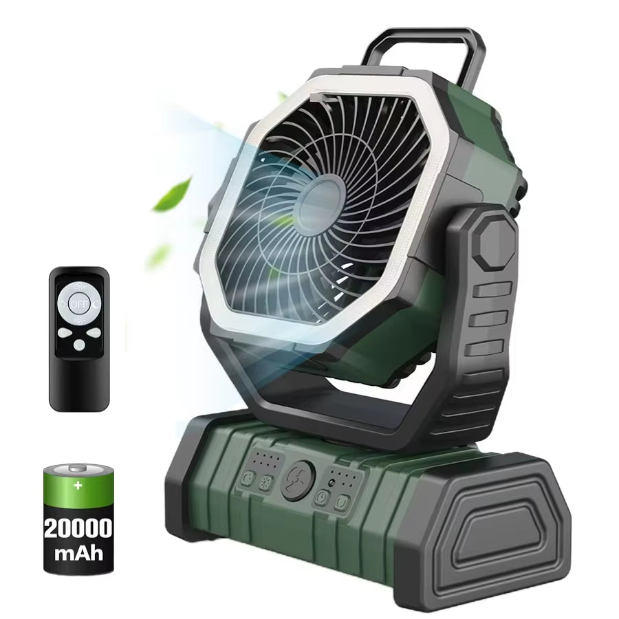 Portable USB Rechargeable Camping Fan Wireless Handheld Cooling Fan with Hook 270° Rotatable Head 10000Mah 20000Mah