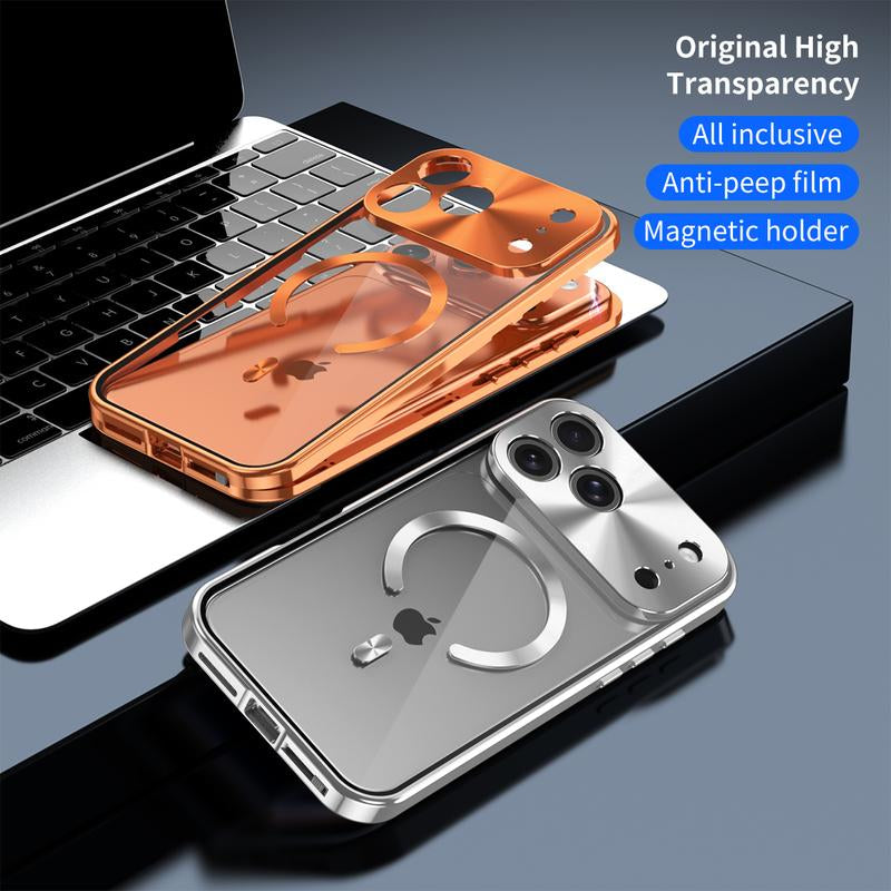 [Not All-Metal and Plastic Back Cover]Pc Back Cover - Metal Frame Protection - Protects Privacy - Screen Protector - Shock Resistance Function - Magnetic Charging - Magsafe Charging Protection Case for Ipad 17 - 12 - Magsafe Charging Protection Case for I