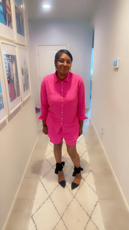 The Perfect Summer Set – Soft Linen Shirt & Shorts (Breathable & Chic)